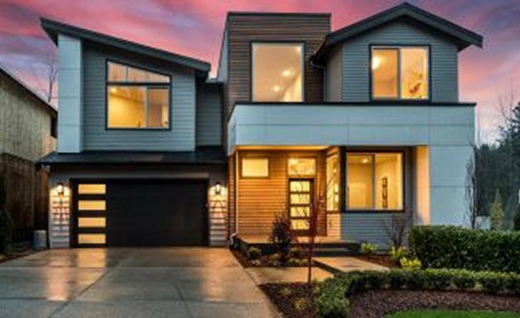 Image of a northwest contemporary house in Kirkland at sunset